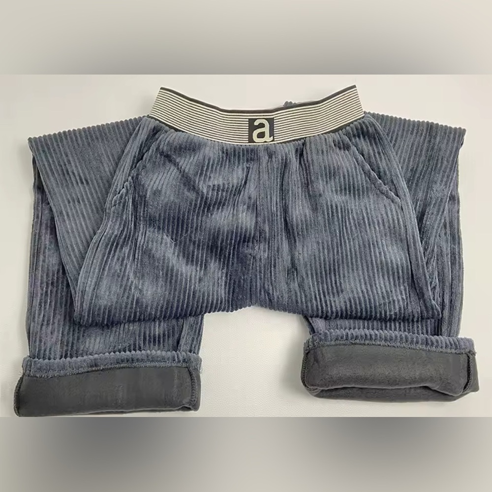 Vintage Ribbed Velvet High Waist Track Pants in Blue Gray Velour (Size XS) - Picture 2 of 5